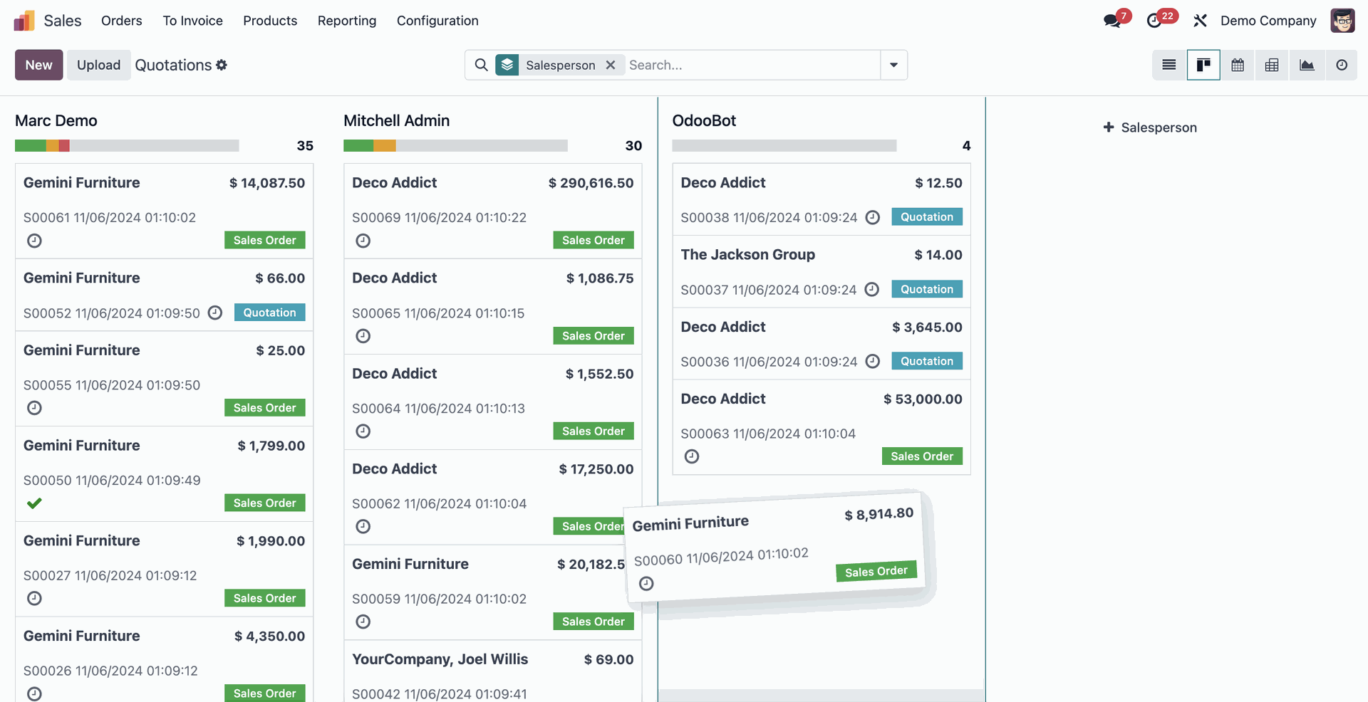Odoo 18 Kanban view